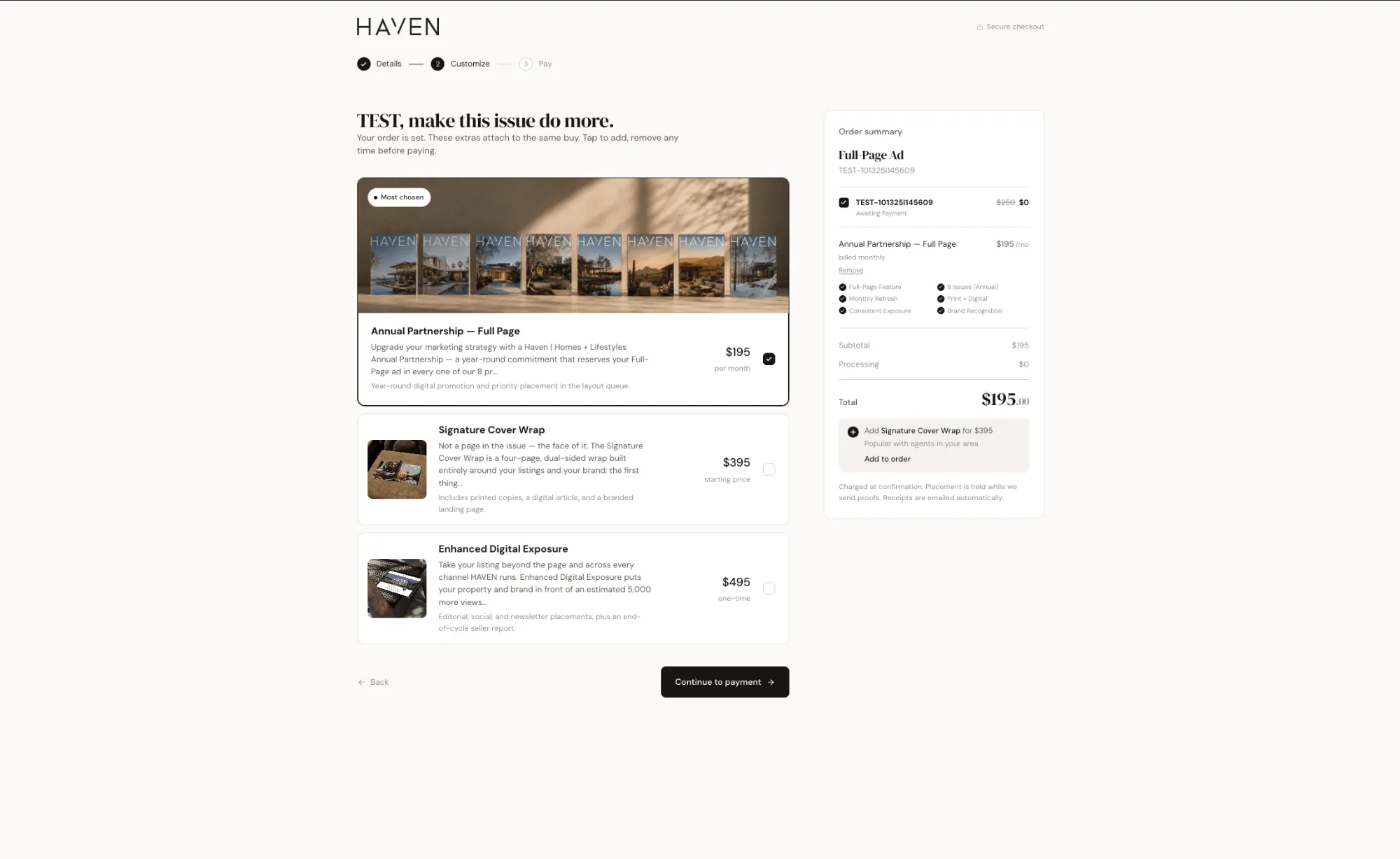 Branded checkout and upsells